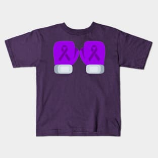 Purple Awareness Ribbon Boxing Gloves Kids T-Shirt